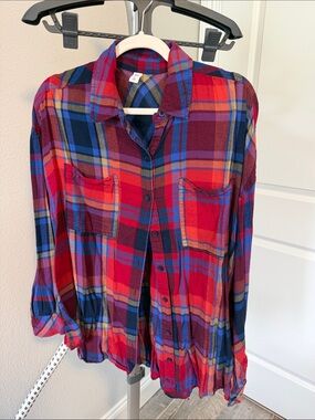 bp Red and Blue Plaid Flannel Shirt